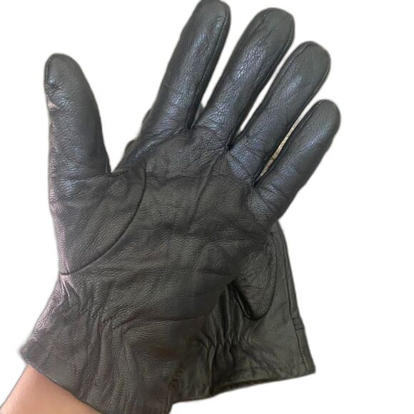 Isotoner Women's Genuine Leather Driving Gloves Charcoal Black Shimmer - Picture 3 of 4